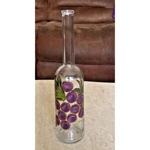 Vintage Pier I Imports Handpainted 24kt Gold Wine Liquor Oil Bottle Italy Grapes